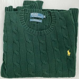 Ralph Lauren mens cable knit sweater, dark green